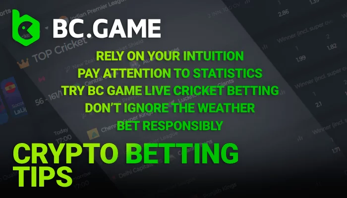 About Crypto Betting Tips for Cricket at BC Game for players in India