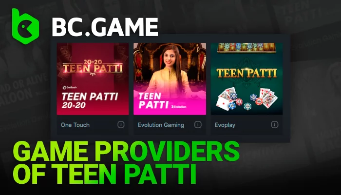 About Game Providers of Teen Patti for players from India on BC Game