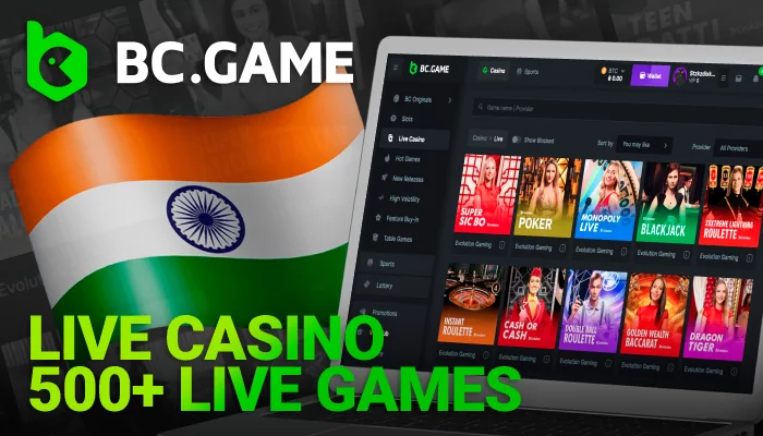 About Live Casino in India on BC Game: 500+ Live Games