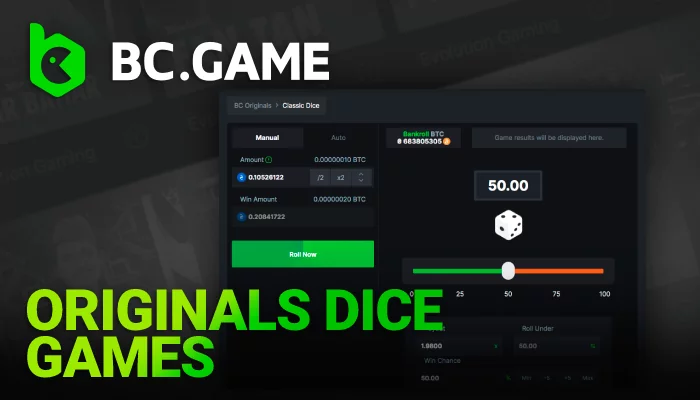 About Originals Dice Games for players from India on BC Game - Information
