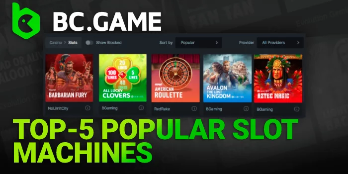 About TOP-5 popular slot machines for India on BC Game - Information