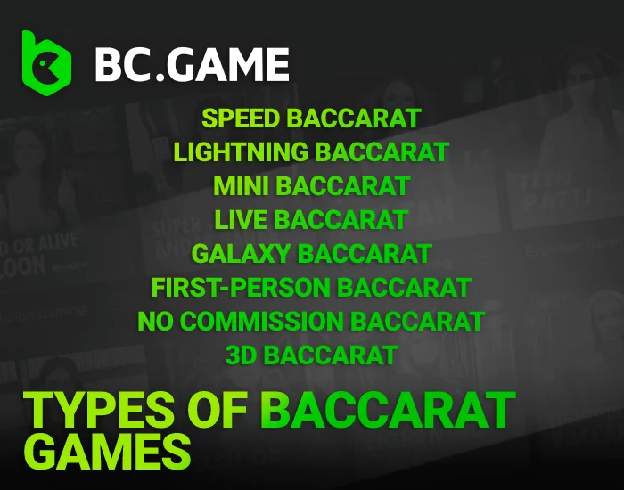 About Types of Baccarat Games for players from India on BC Game