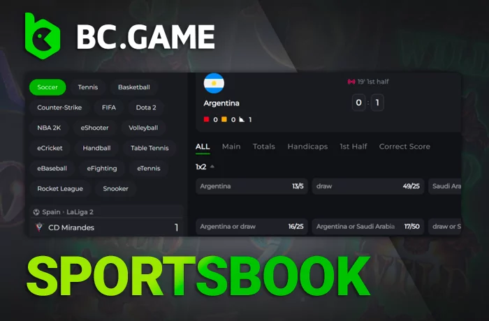 BC Game sportsbook: bet on Cricket, Football, Tennis, eSports