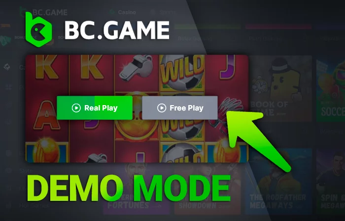 Demo mode in casino lobby at BC Game