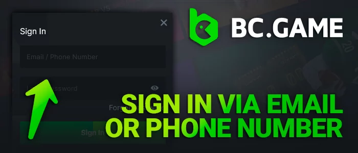 How to sign in via email or phone number at BC Game