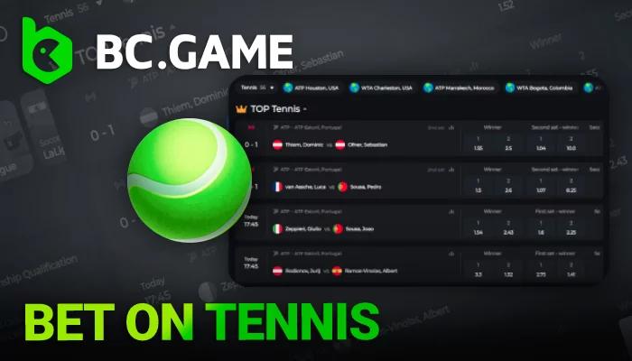 About bet on tennis in crypto at BC Game India