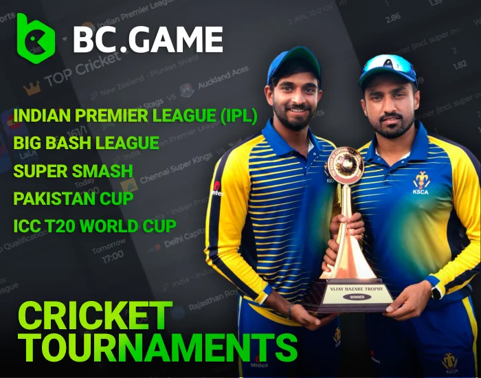About Cricket Tournaments at BC Game for players in India