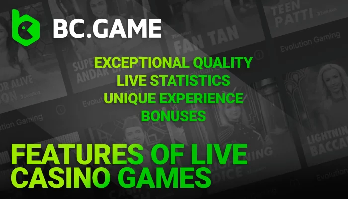 About Features of Live Casino Games in India on BC Game