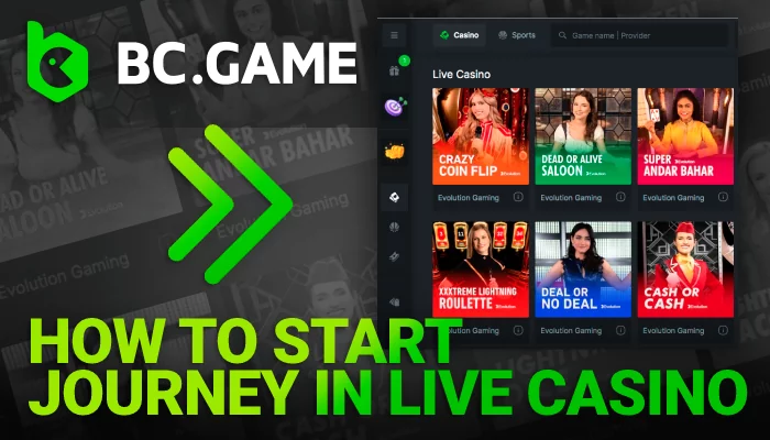 How to start Journey in Live Casino in India on BC Game