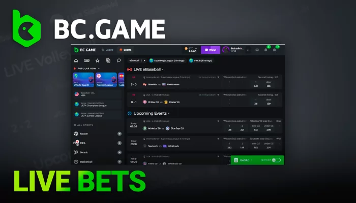 Bets while the match for Indian players on live BC Game on official site.