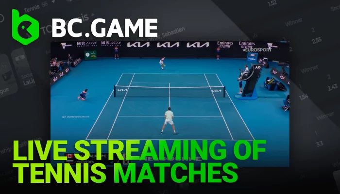 How can watch the live streaming of tennis matches on BC Game India