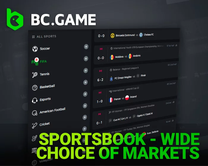 Market Choice - Sports Book on the MG GAME. 45+ available sports in betting section