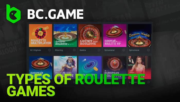 About Types of Roulette Games for players from India on BC Game