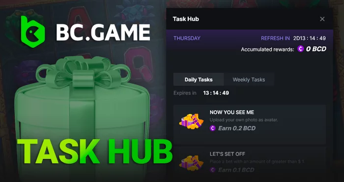 Task Hub at BC Game: complete tasks and claim bonuses