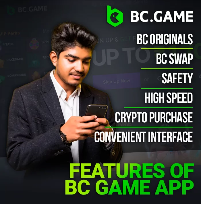 Features of BC Game app: casino, BC Swap, Safety, High Speed, Crypto Purchase