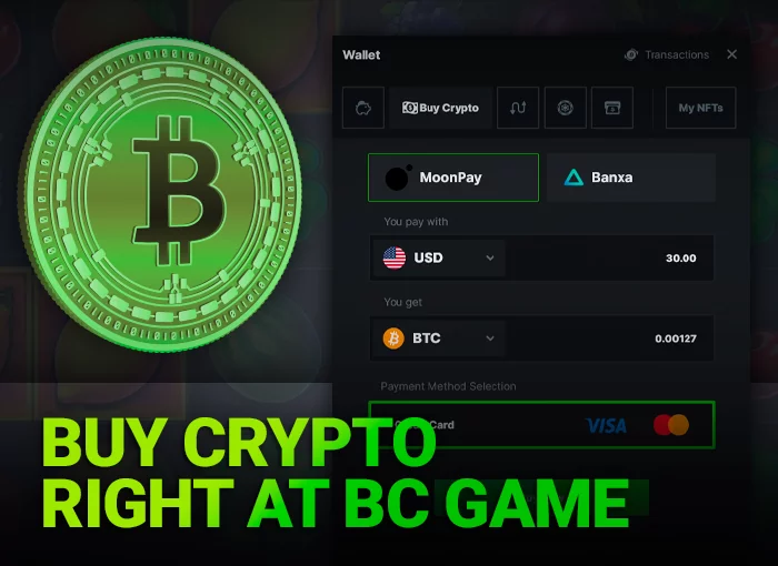 Buy crypto right at BC Game website
