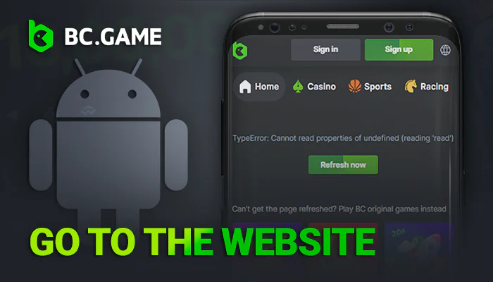 Access the BCGame website through your android mobile browser