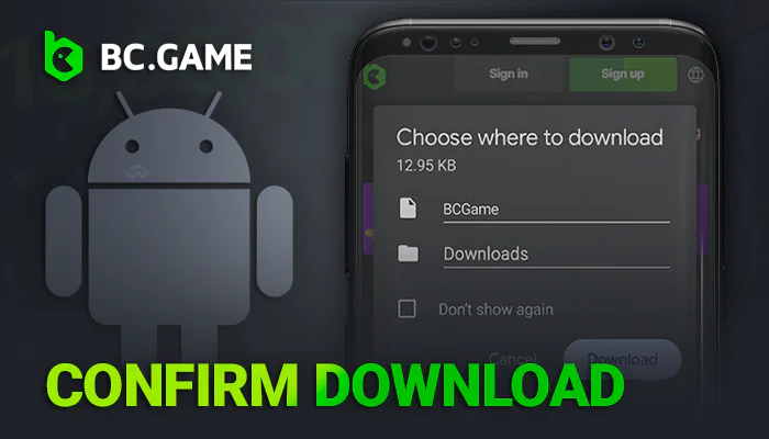 Confirm the download of the BCGame app on android