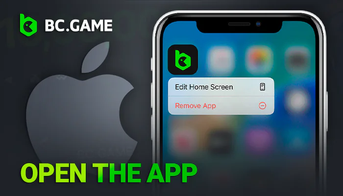 Open the installed BCGame app on ios