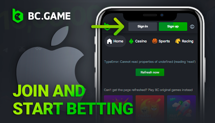 Login or register and start playing BCGame on ios device