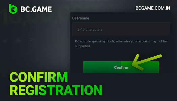 Complete registration at BCGame online casino